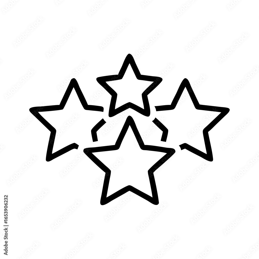 Poster a group of four outlined stars clustered together in a simple black and white graphic representation