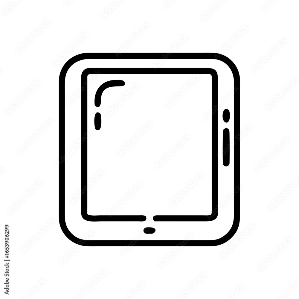 Aufkleber illustration of a tablet device with a rounded rectangular frame and a home button on the bottom edg