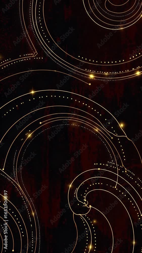 Poster abstract gold swirling lines pattern on dark texture background