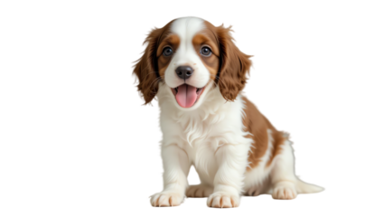 Adorable young puppy with playful expression fluffy coat bright eyes and joyful demeanor perfect for pet lovers animal enthusiasts and commercial use