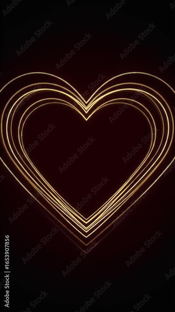 Poster abstract golden heart outline animation background loop