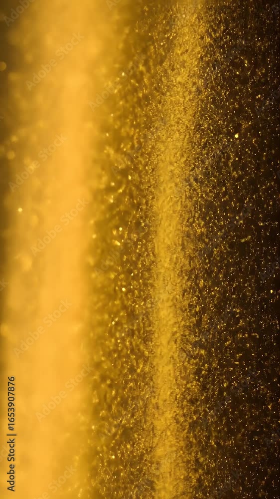 Poster abstract golden glitter particles flowing down smooth texture abstract background