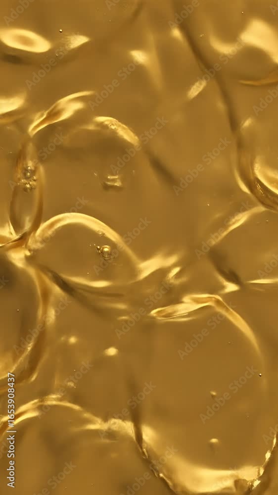 Poster abstract golden liquid flowing texture with bubbles and sparkles