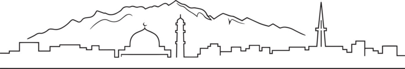 Sarajevo Skyline Outline with Mountains Bosnia Herzegovina Cityscape Silhouette Vector Art