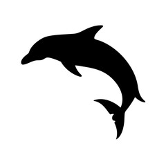 Fototapeta premium Jumping Dolphin Silhouette Vector - Ocean Marine Animal Icon