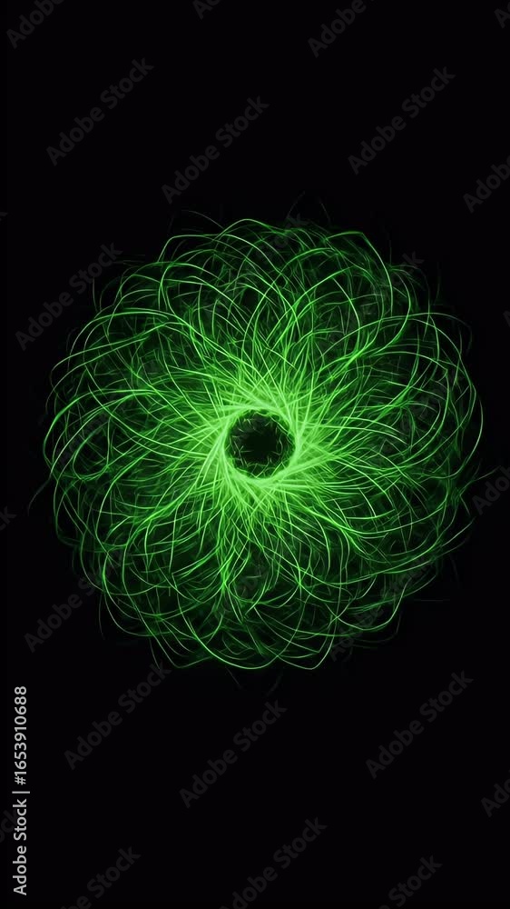 Aufkleber abstract green swirling particles in a circular pattern 3d animation