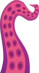 Octopus waving long tentacle with suckers vector flat icon, limb of the sea monster kraken, cartoon sea and ocean animal