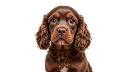 Beautiful close-up portrait of a brown puppy with expressive eyes adorable furry face and charming personality perfect for pet lovers and commercial use