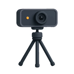 Black 3D Webcam with Tripod on White Background for Video Conferencing
