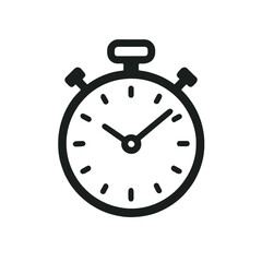 Obraz premium Black Stopwatch Icon with Classic Design on Transparent Background