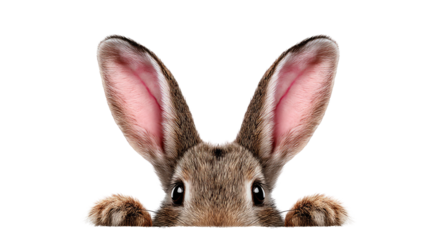 Curious Bunny: A captivating close-up reveals an adorable bunny peeking over an unseen object, its expressive eyes and delicate features creating a sense of playfulness and charm.