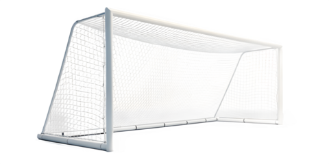 Soccer goal with net isolated on transparent background for sports equipment