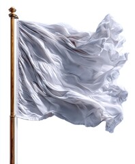 White flag billowing in the wind on a gold pole