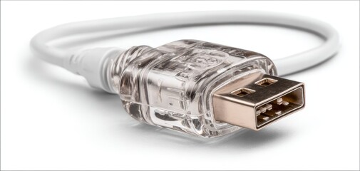 White USB cable with clear connector
