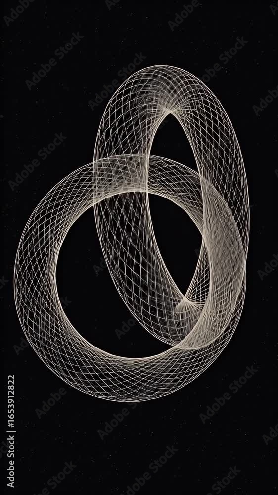 Poster abstract interlocking rings wireframe animation digital background