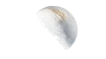 Iapetus with stark color contrast and equatorial ridge, isolated on transparent background