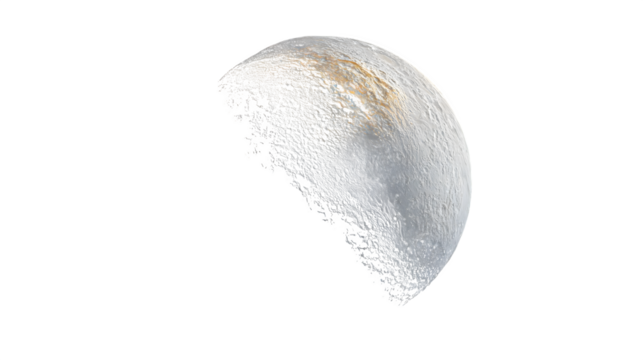 Iapetus with stark color contrast and equatorial ridge, isolated on transparent background