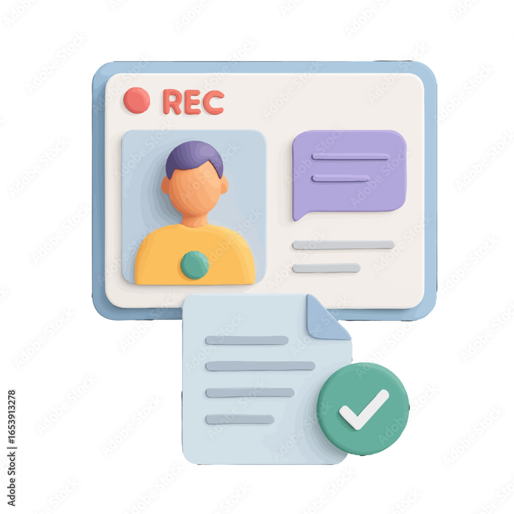 Poster digital video recording interface with avatar and document elements
