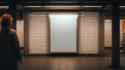 Blank Advertisement Billboard in Subway Station for Mockup, Marketing, and Promotional Content Display
