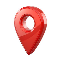 Shiny red location pin icon isolated on transparent background for maps and navigation