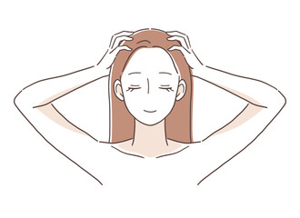 頭をマッサージする女性のイラスト素材