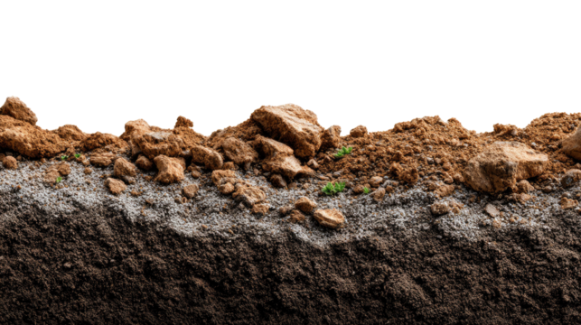 Cross-Section of Soil: An illustrative cross-section of the soil reveals layers, textures, and composition, illustrating the earth's natural beauty and vital functions.