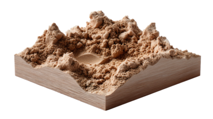 Micro Landscape: A meticulously crafted miniature landscape, sculpted from earth and wood, showcases the subtle beauty of natural terrain.