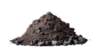 A Pile of Dark Soil: A detailed studio shot reveals a pile of dark, rich soil, perfect for showcasing the texture and quality of the earth. The image highlights the potential of the soil for growth.