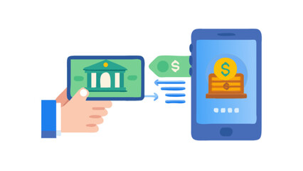 Mobile banking app money transfer online payment bank transaction digital finance vector illustration