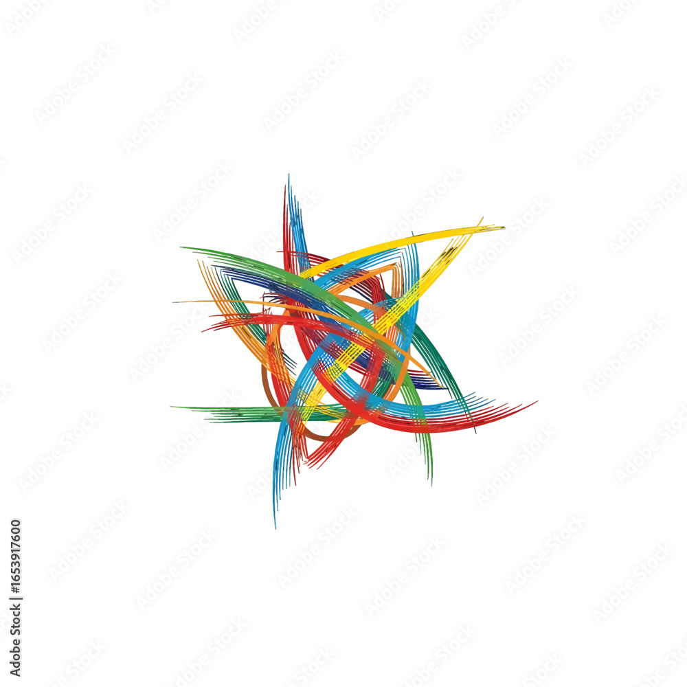 Poster vibrant abstract composition featuring intricate lines curves and spectrum on white background creat