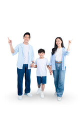 Obraz premium A Asian family walking together on png background