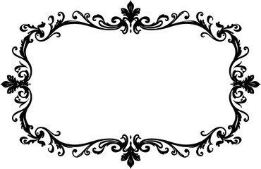 Baroque brilliance black logo featuring an ornate vintage European border, crafted with intricate details and elegant flourishes