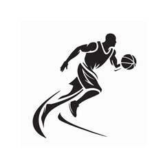 Basketball Player Action Logo Design Vector Illustration on white background