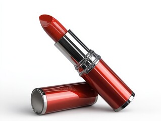 Elegant Red Lipstick Isolated on White Background for Cosmetic Beauty and Fashion Product Photography