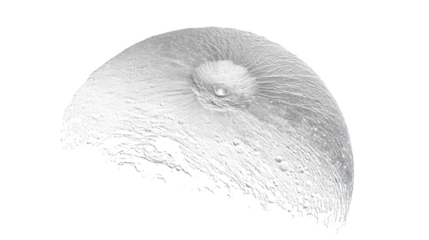 Mimas with large central crater Herschel, Saturn?s ?Death Star? moon, isolated on transparent background