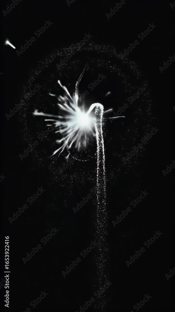 Poster abstract particle burst light effect on black background animation