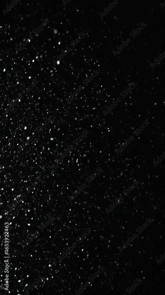 Poster abstract particle background with falling snowflakes in dark atmosphere
