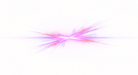 Symmetrical burst of vibrant pink and purple light streaks on transparent background.