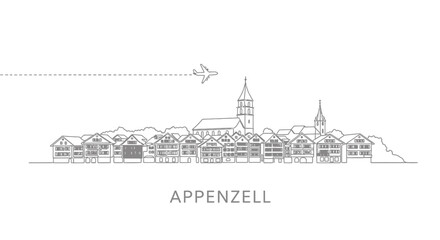 Fototapeta premium Appenzell Switzerland Line Art Skyline Minimal.