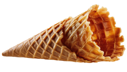 Empty waffle cone, slightly askew