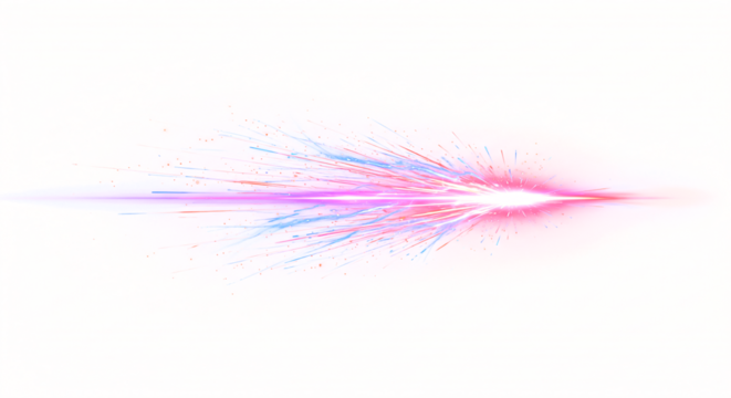 Vibrant burst of pink and blue light streaks emanating from a central point.