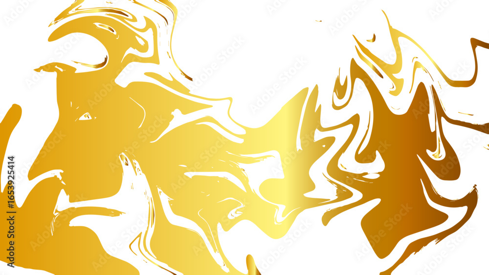 Poster abstract golden marble texture with fluid swirls and smooth gradient highlight. flowing liquid metal