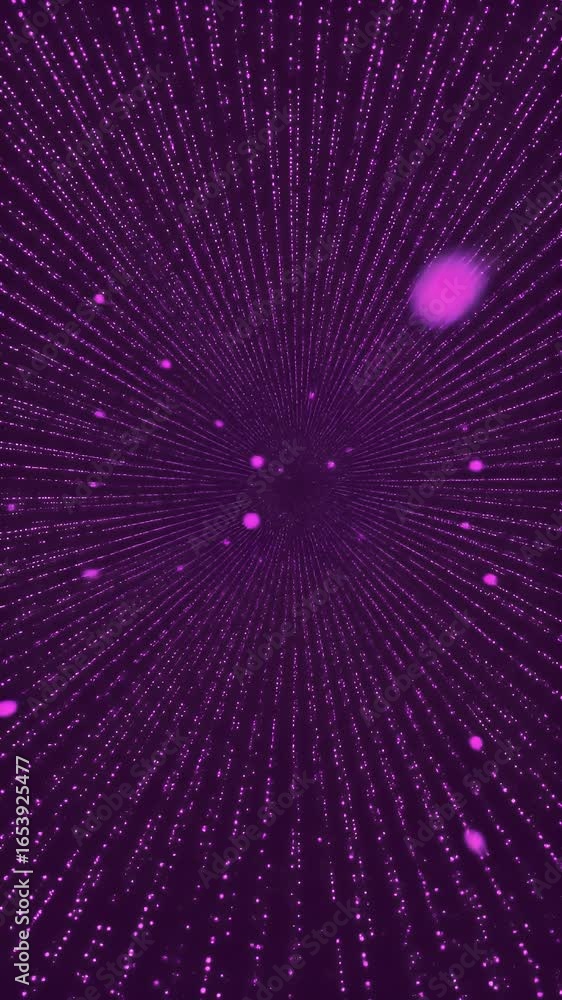 Poster abstract purple particle tunnel background with glowing lights