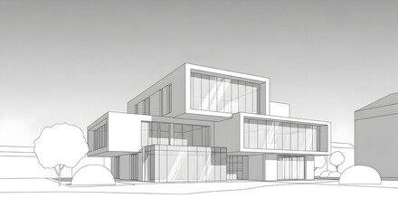 Modern house architectural drawing