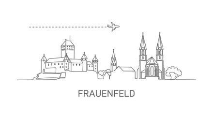 Frauenfeld City Skyline with Switzerland, and Minimalist.