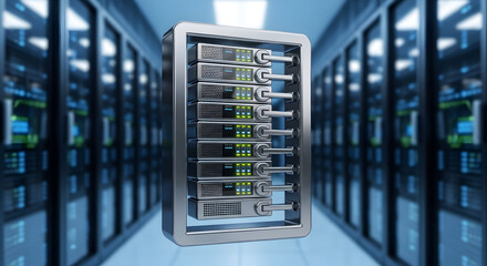 Modern server rack displaying storage components