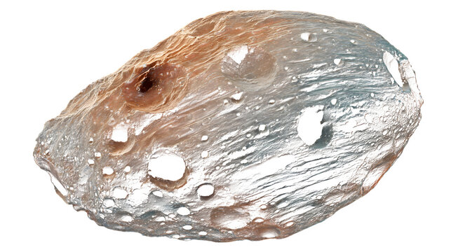 Phobos with long grooves and crater Stickney, isolated on transparent background