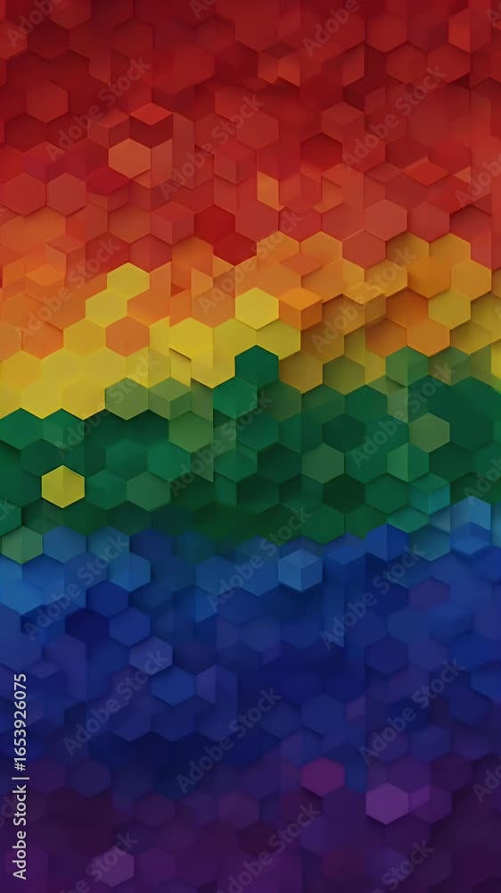 Aufkleber abstract rainbow hexagon pattern background vibrant spectrum geometric design