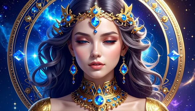 Zodiac Signs Magic Animated Illustration with Gemstones