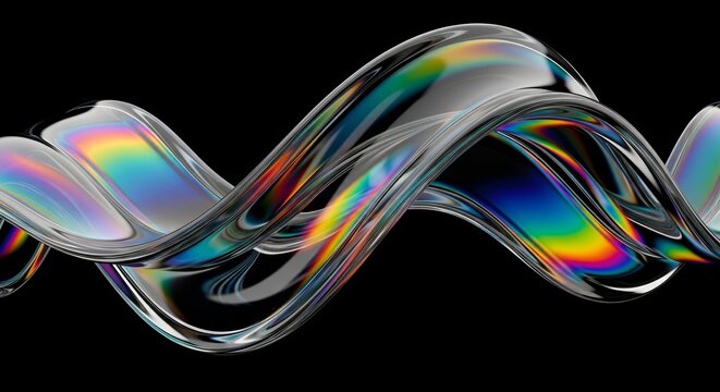 Abstract wave design with colorful lines, a flowing rainbow vector illustration creating a vibrant fractal pattern